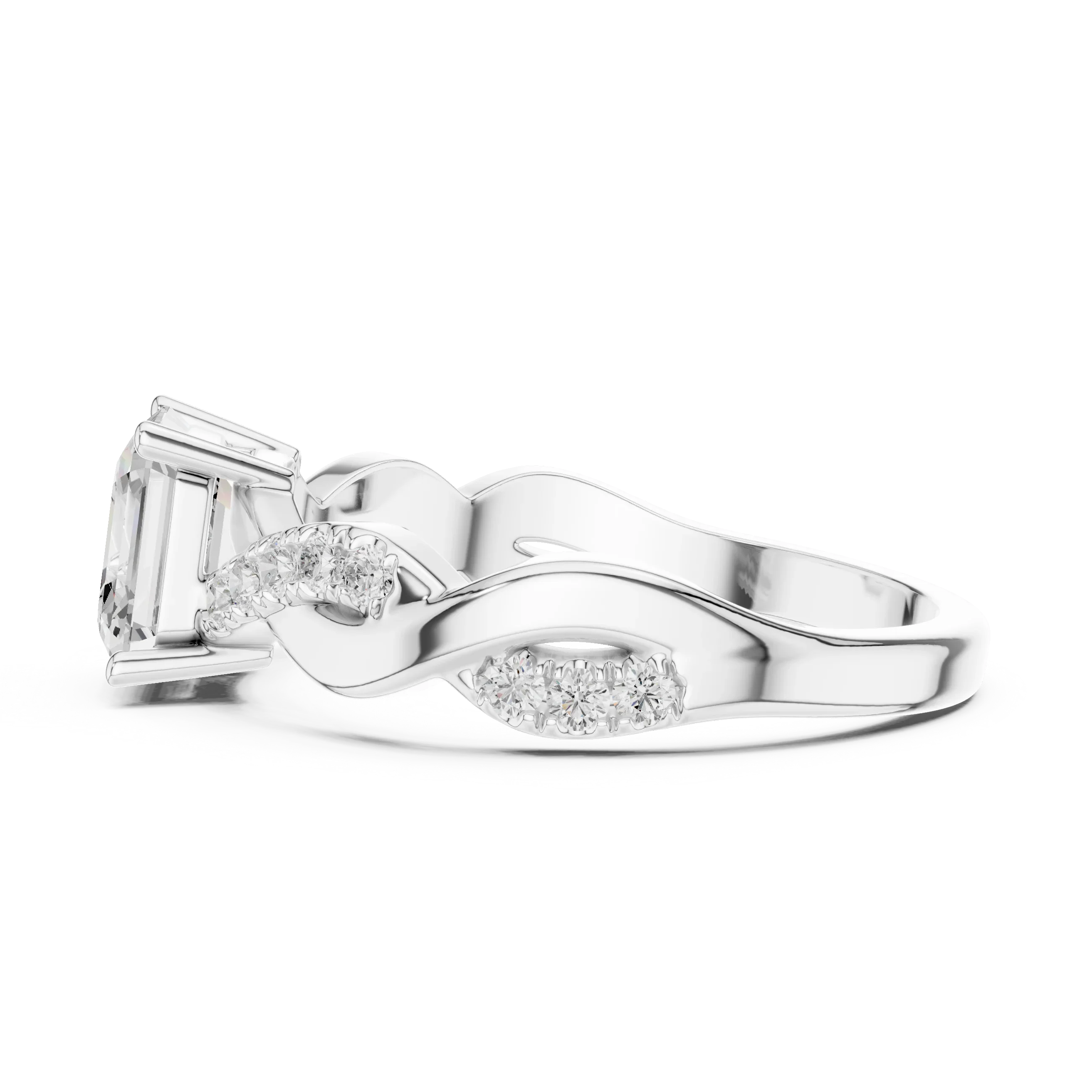 Custom Gold Engagement Asscher Cut Diamond Infinity Hidden Halo Ring