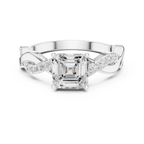 Custom Gold Engagement Asscher Cut Diamond Infinity Hidden Halo Ring