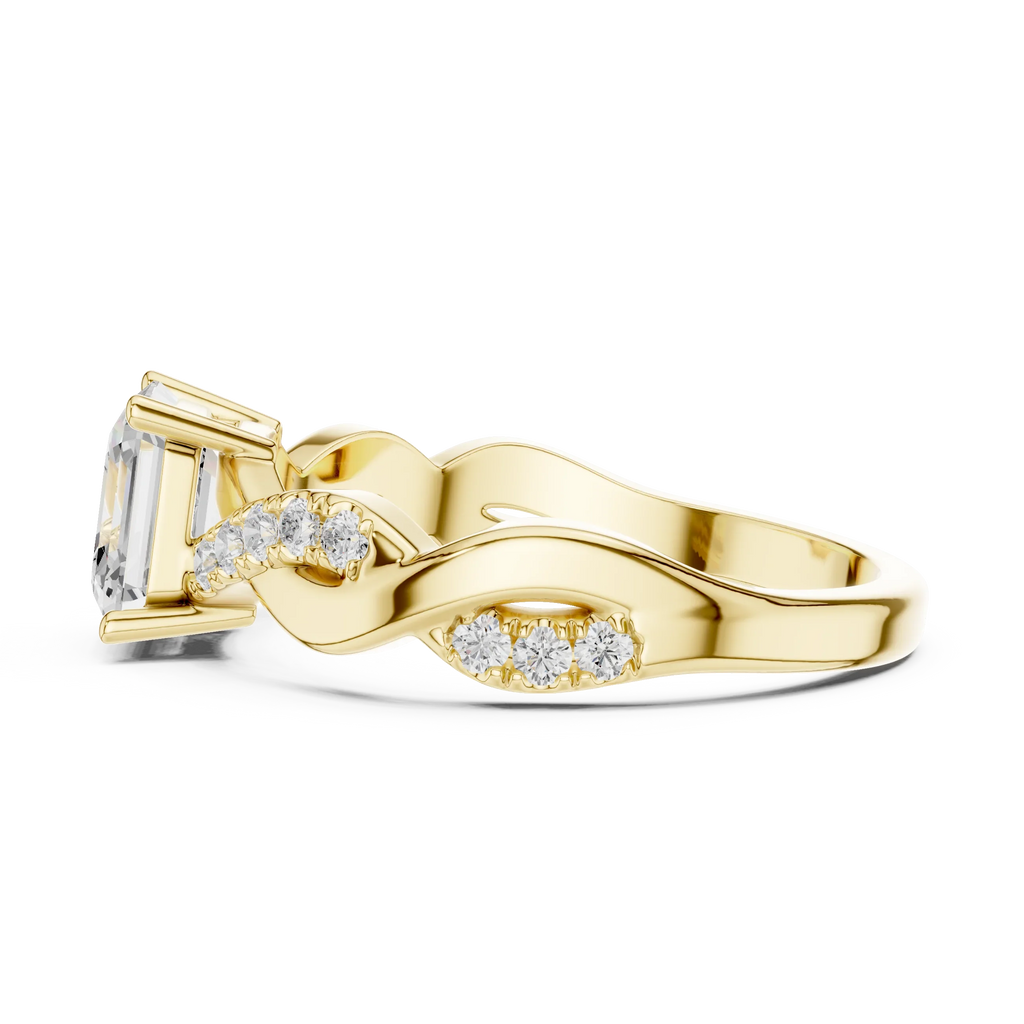 Custom Gold Engagement Asscher Cut Diamond Infinity Hidden Halo Ring