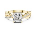 Custom Gold Engagement Asscher Cut Diamond Infinity Hidden Halo Ring