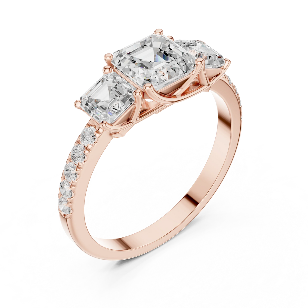 14K Gold Asscher Diamond Graduation Ring For Women's Gift