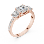 14K Gold Asscher Diamond Graduation Ring For Women's Gift