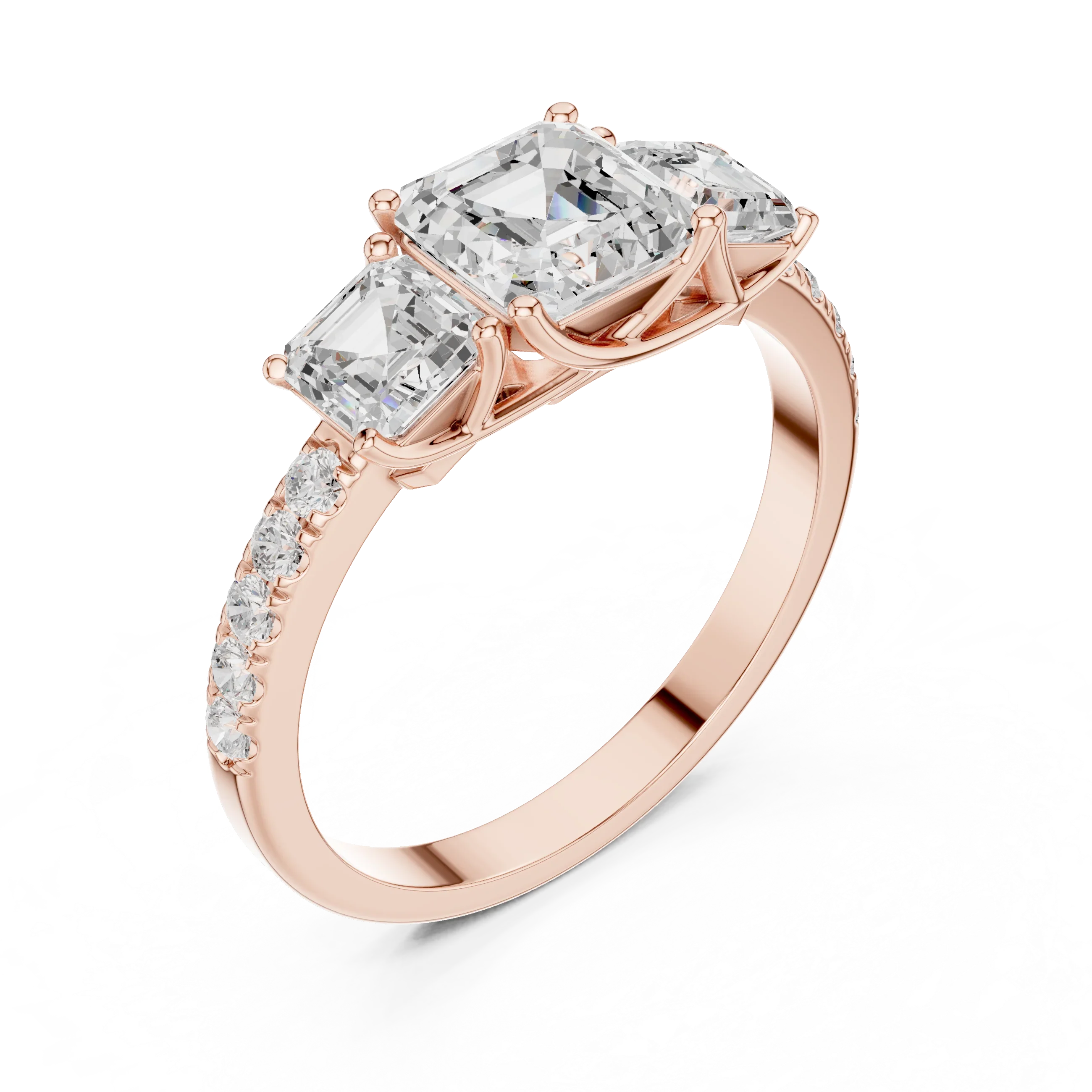 14K Gold Asscher Diamond Graduation Ring For Women's Gift