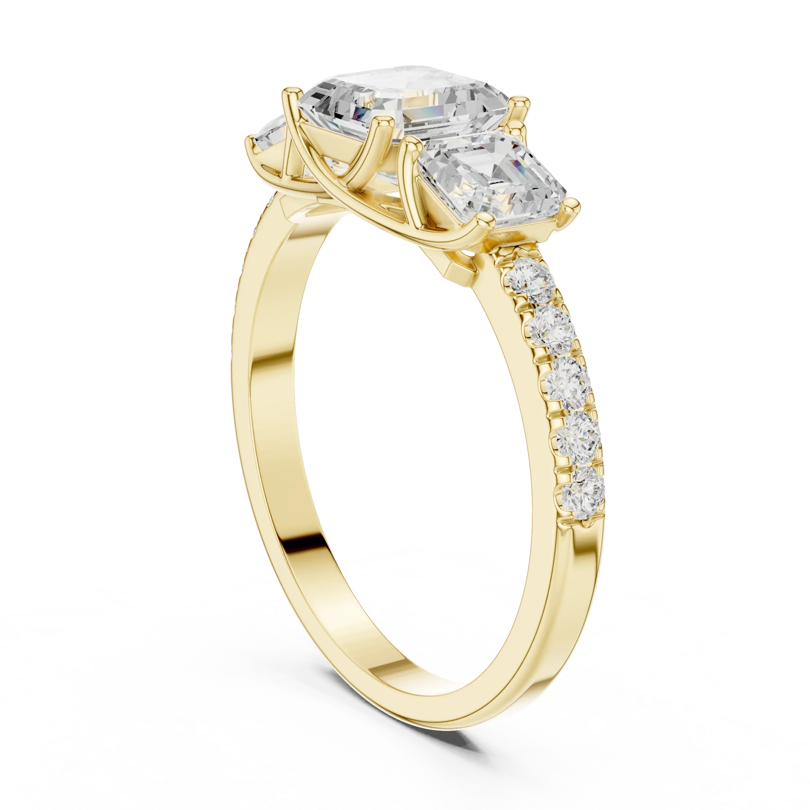 14K Gold Asscher Diamond Graduation Ring For Women's Gift