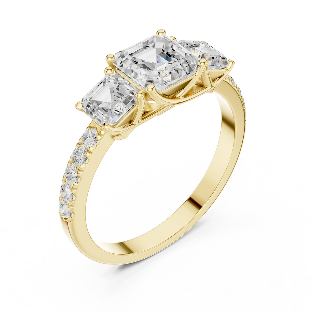 14K Gold Asscher Diamond Graduation Ring For Women's Gift