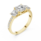 14K Gold Asscher Diamond Graduation Ring For Women's Gift