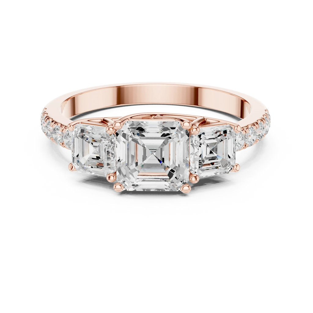 14K Gold Asscher Diamond Graduation Ring For Women's Gift
