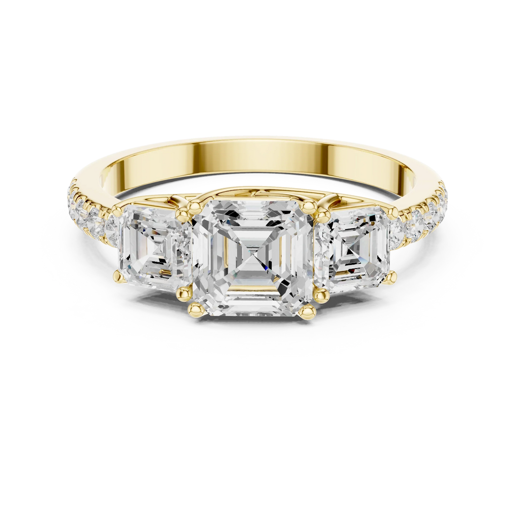 14K Gold Asscher Diamond Graduation Ring For Women's Gift