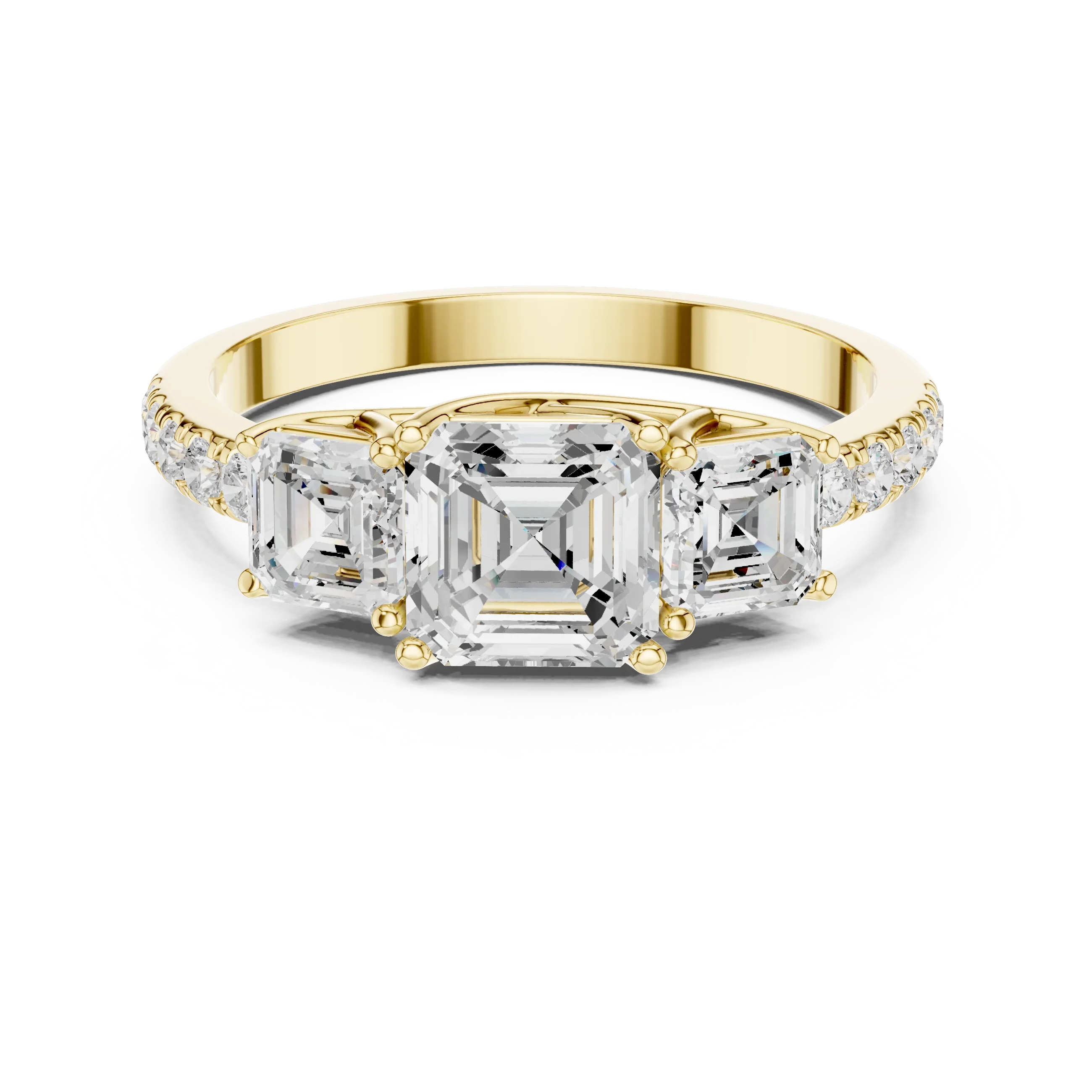 14K Gold Asscher Diamond Graduation Ring For Women's Gift