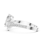 14K Gold Asscher Cut V Shape Chevron Curved Diamond Ring, Lab Grown Diamond Bridal Ring