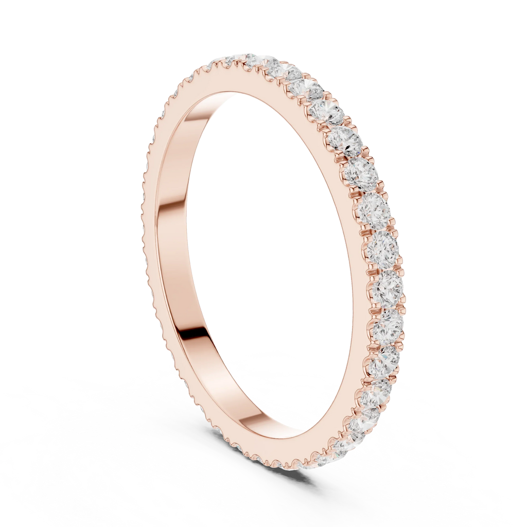 Unique 10K White Gold 0.63 CTW Round Moissanite Eternity Band