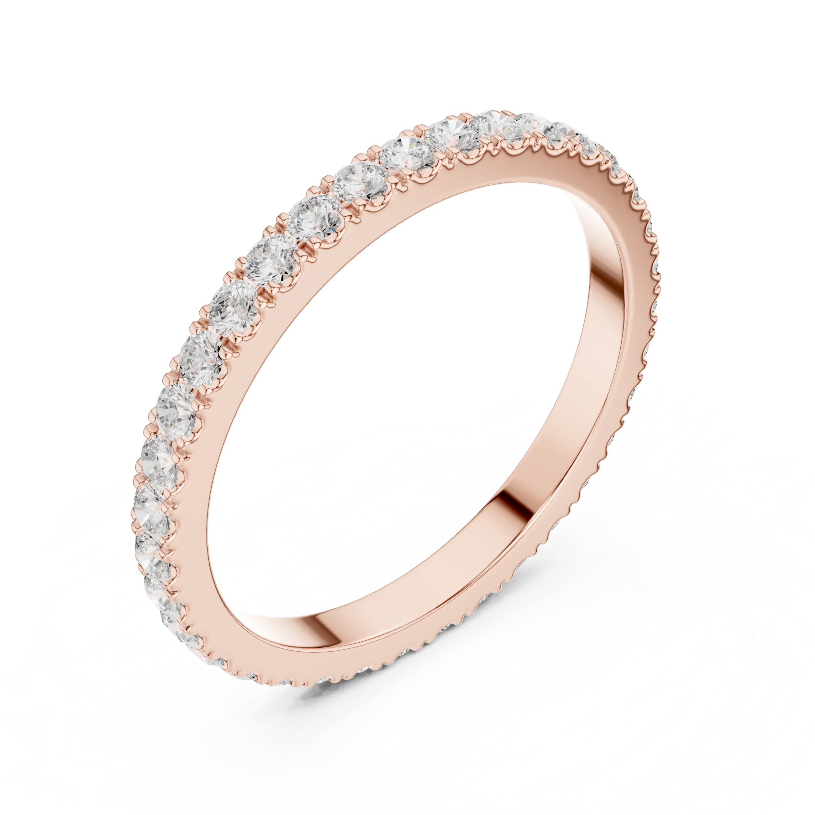 Unique 10K White Gold 0.63 CTW Round Moissanite Eternity Band