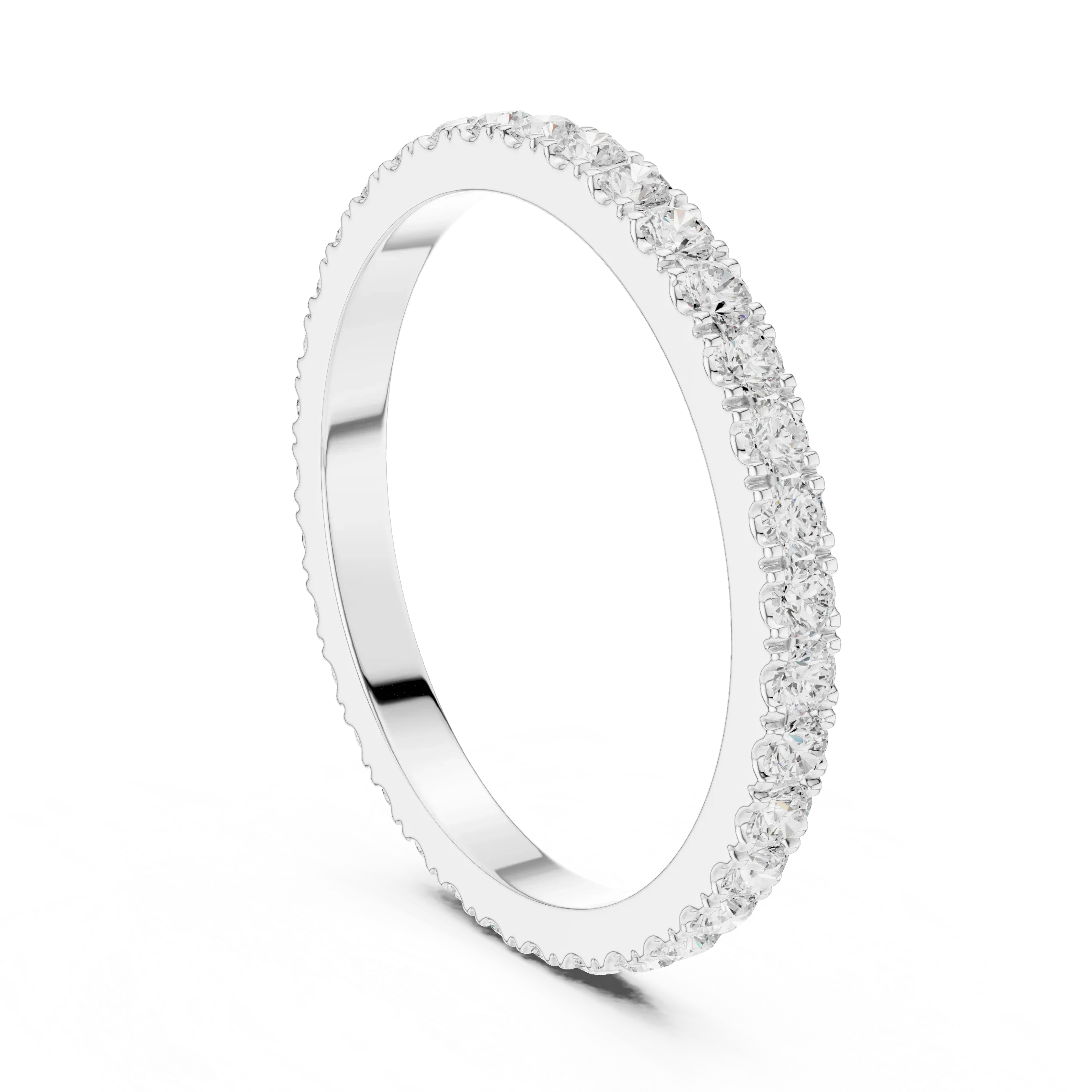 Unique 10K White Gold 0.63 CTW Round Moissanite Eternity Band