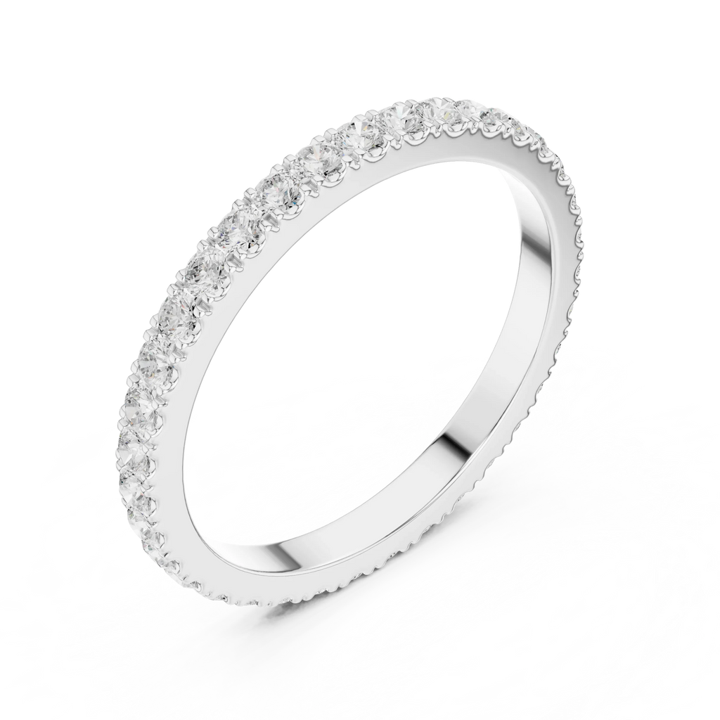 Unique 10K White Gold 0.63 CTW Round Moissanite Eternity Band