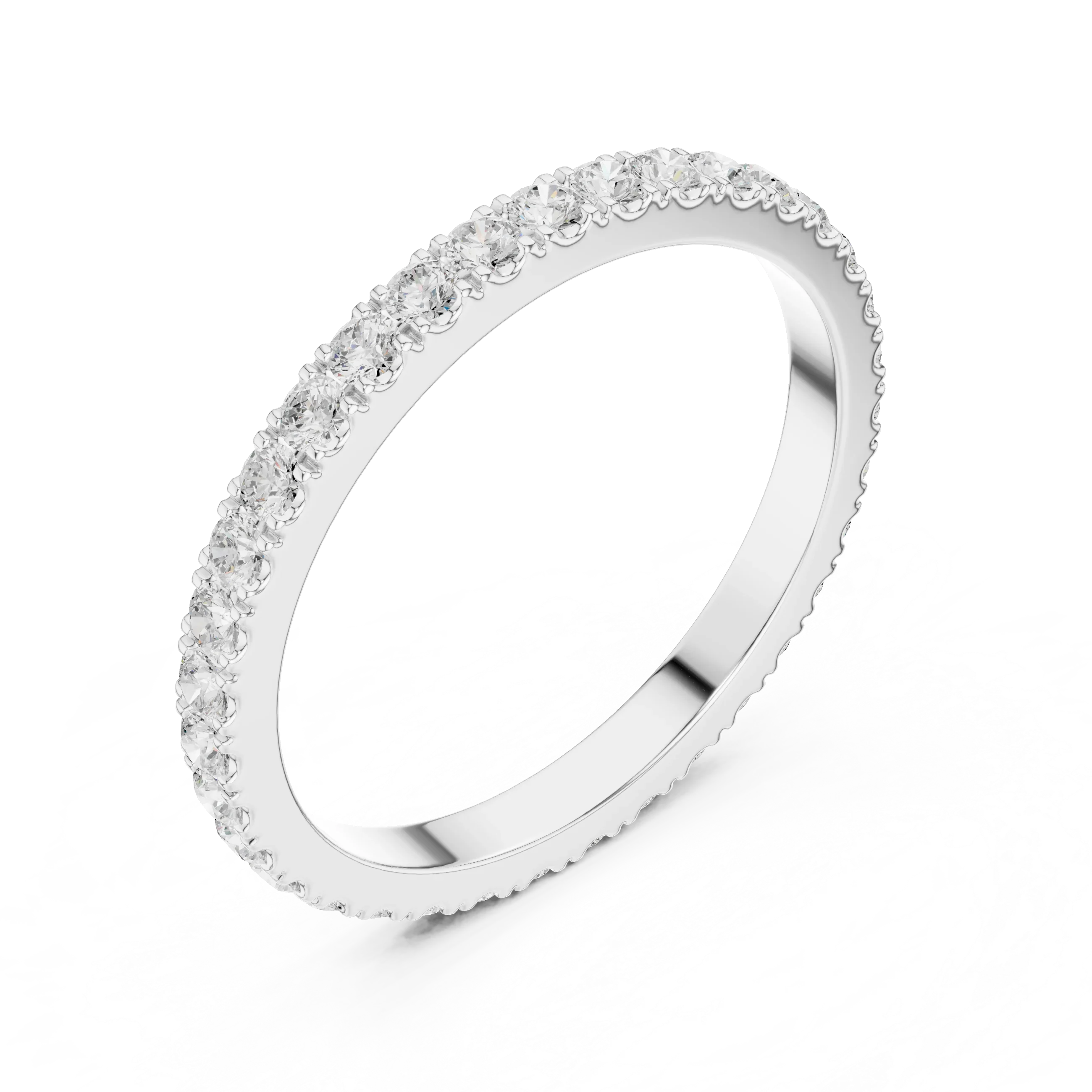 Unique 10K White Gold 0.63 CTW Round Moissanite Eternity Band