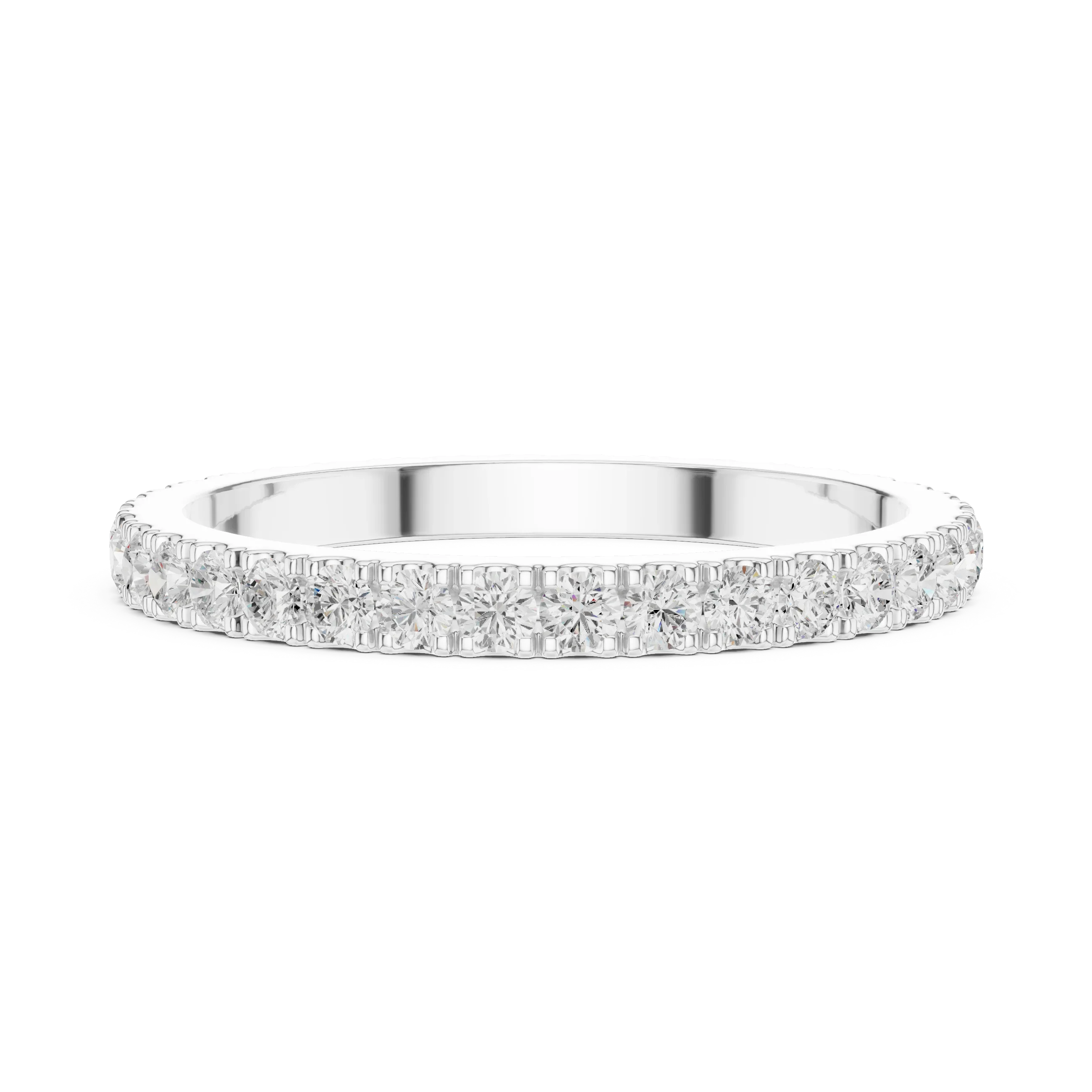 Unique 10K White Gold 0.63 CTW Round Moissanite Eternity Band