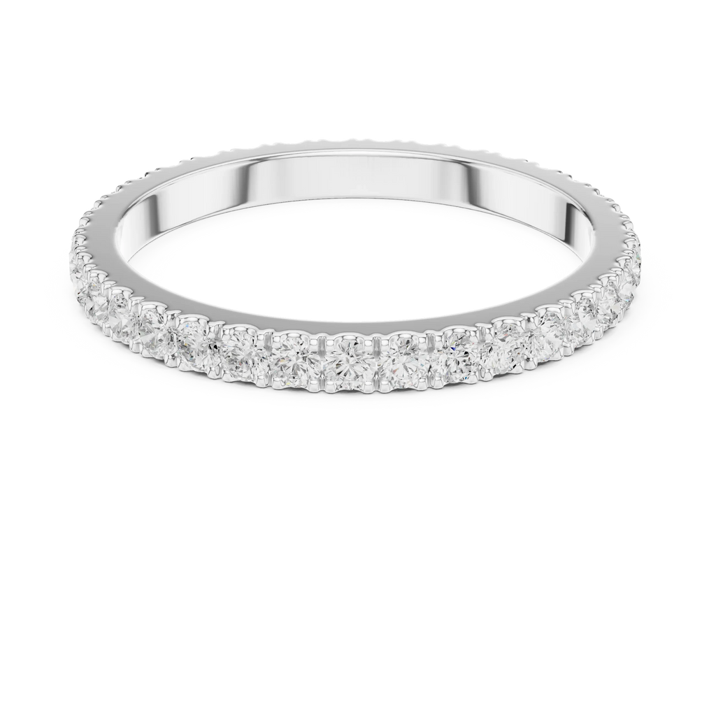 Unique 10K White Gold 0.63 CTW Round Moissanite Eternity Band