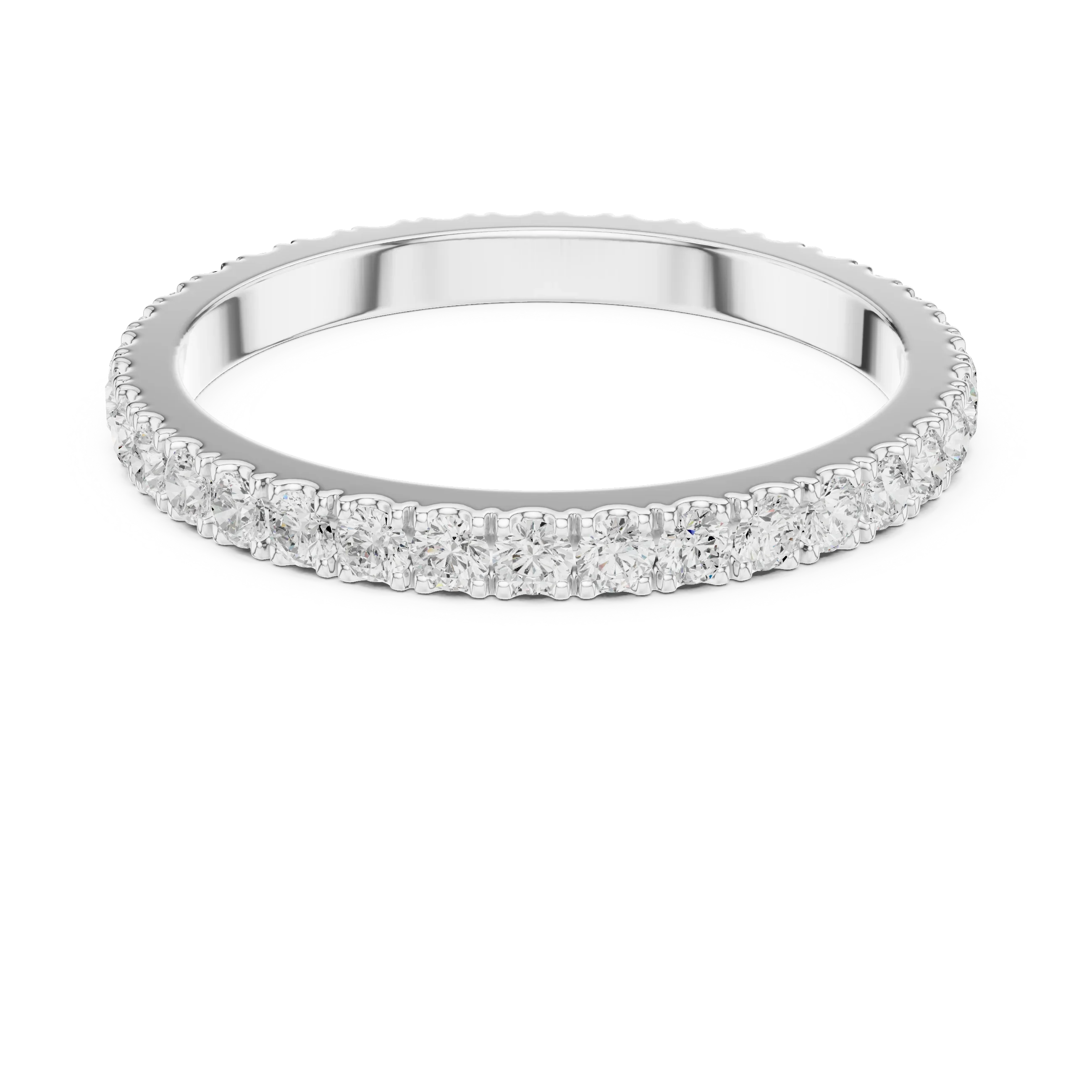 Unique 10K White Gold 0.63 CTW Round Moissanite Eternity Band
