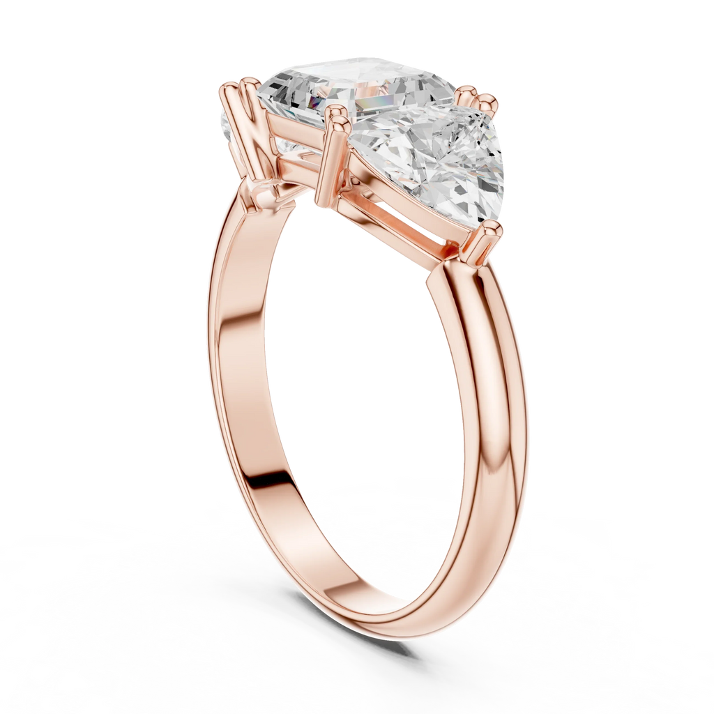 Three Stone Asscher Cut Trillion Ring, 2 Carat Diamond Women's Ring