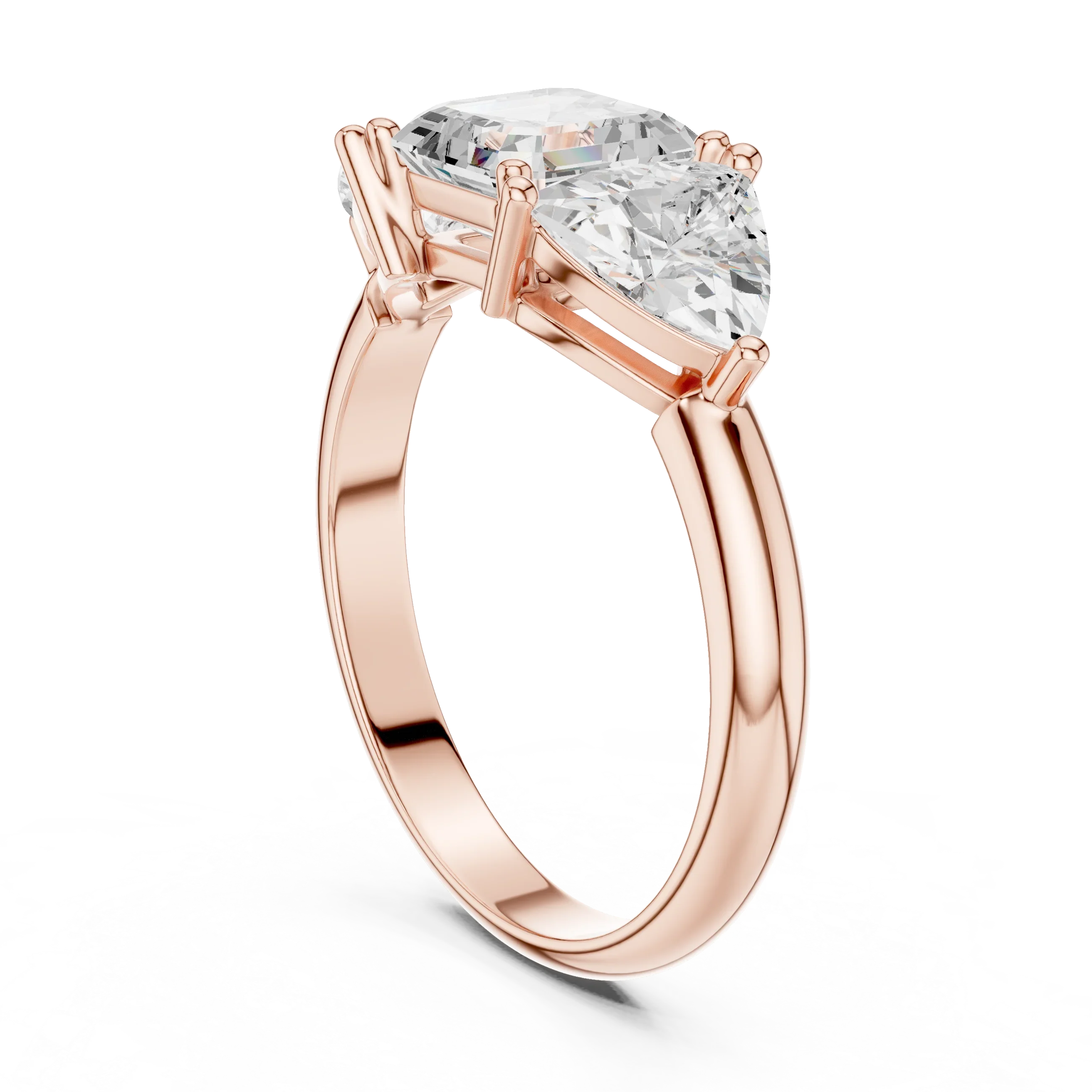 Three Stone Asscher Cut Trillion Ring, 2 Carat Diamond Women's Ring