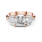 Three Stone Asscher Cut Trillion Ring, 2 Carat Diamond Women's Ring