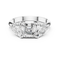Three Stone Asscher Cut Trillion Ring, 2 Carat Diamond Women's Ring