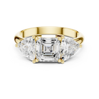 Three Stone Asscher Cut Trillion Ring, 2 Carat Diamond Women's Ring
