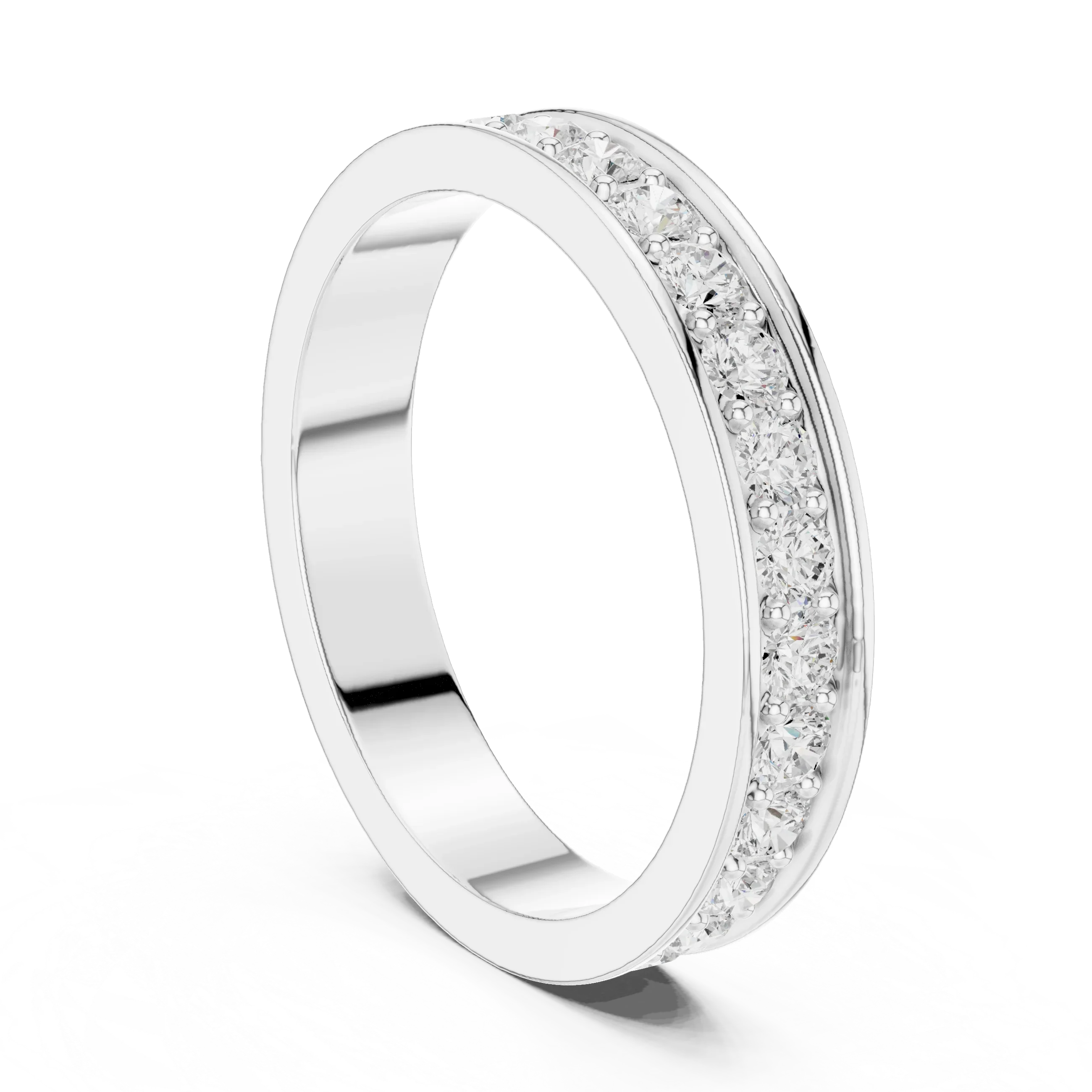 0.98 CTW 14K White Gold Round VVS1 Moissanite Eternity Band