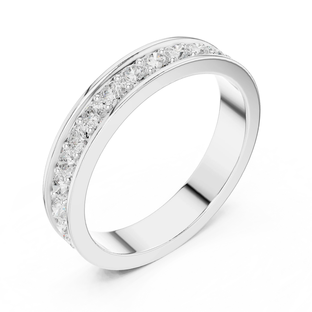 0.98 CTW 14K White Gold Round VVS1 Moissanite Eternity Band
