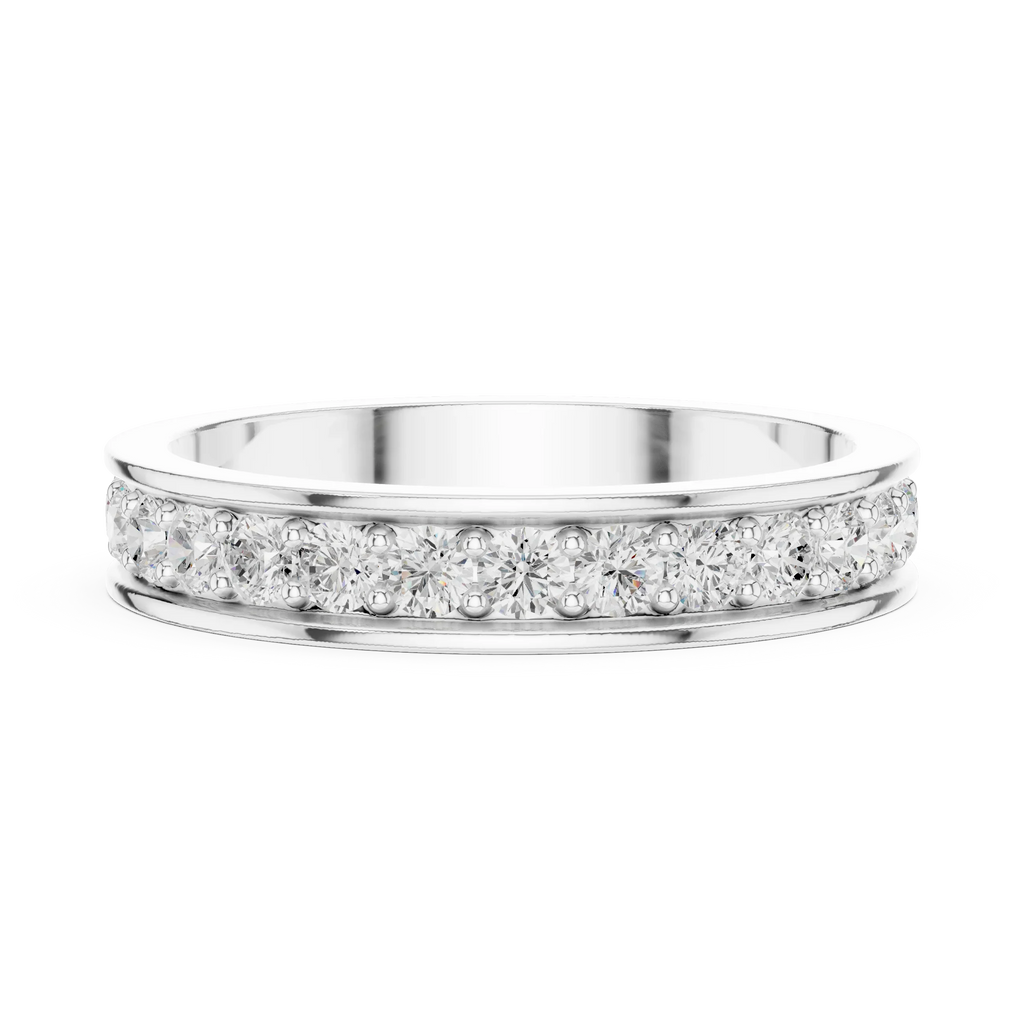 0.98 CTW 14K White Gold Round VVS1 Moissanite Eternity Band