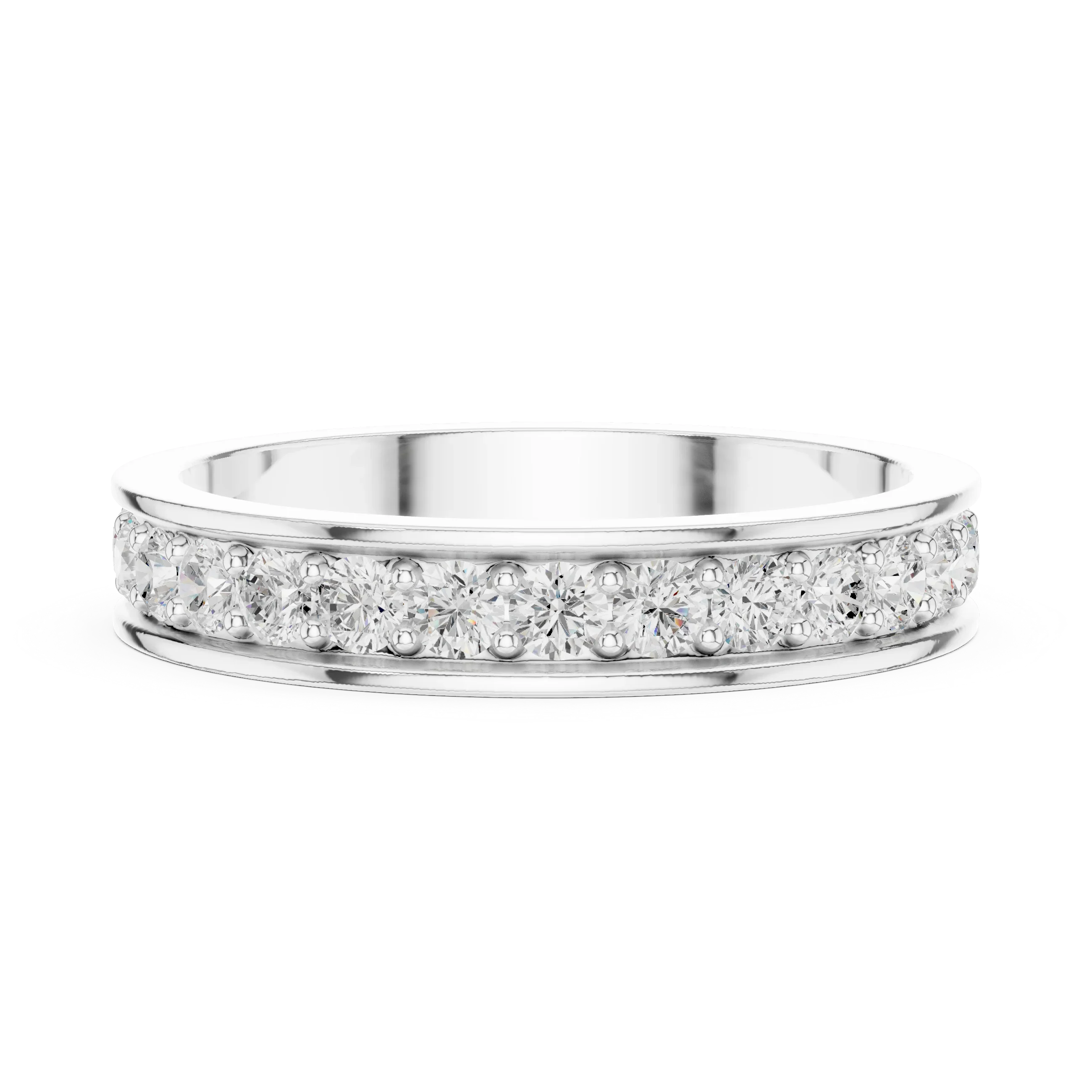 0.98 CTW 14K White Gold Round VVS1 Moissanite Eternity Band