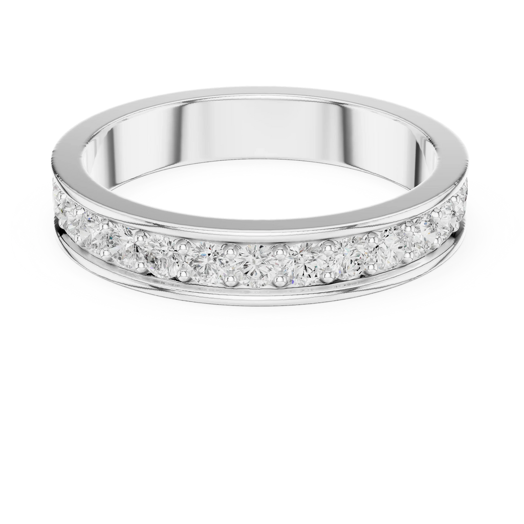 0.98 CTW 14K White Gold Round VVS1 Moissanite Eternity Band