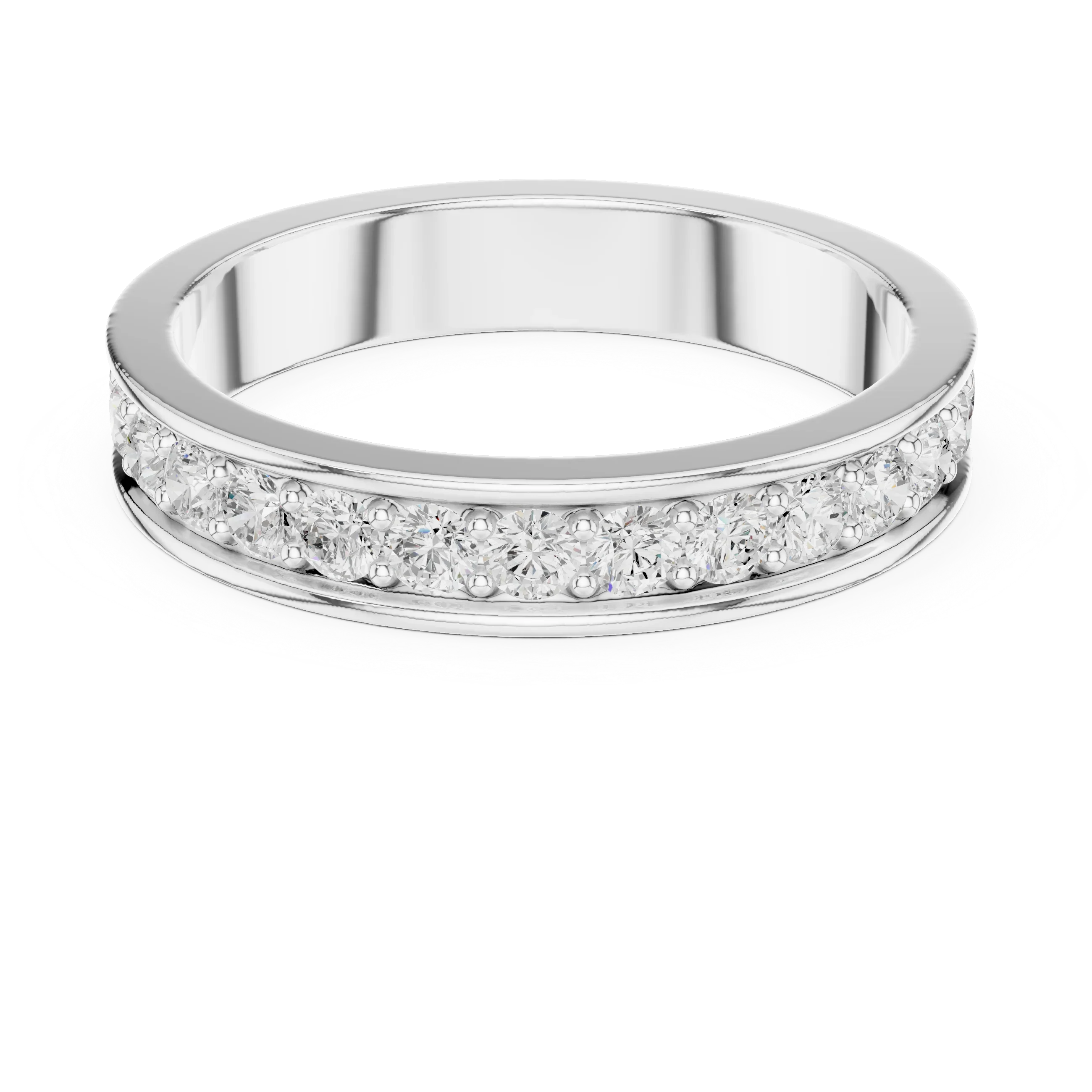 0.98 CTW 14K White Gold Round VVS1 Moissanite Eternity Band