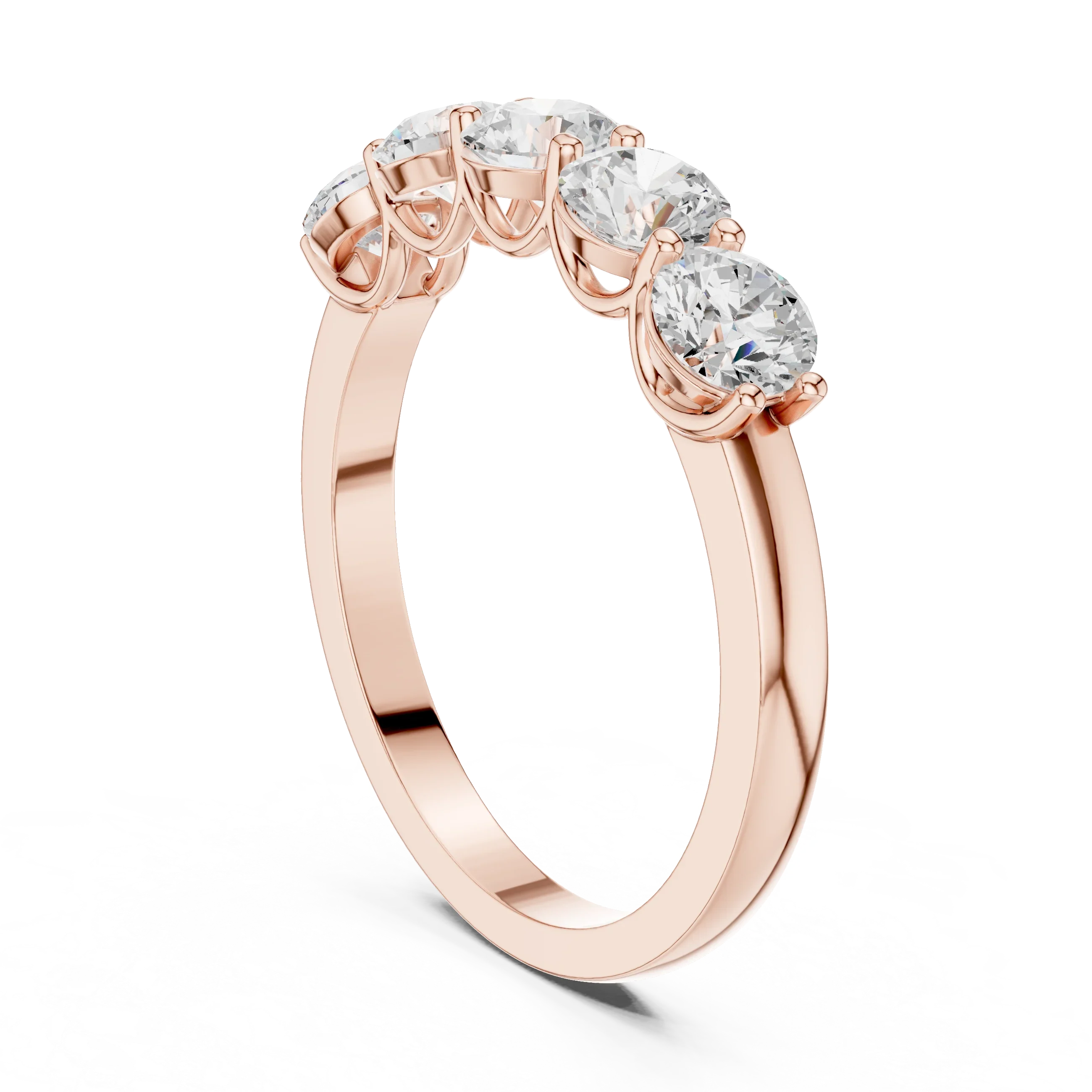 Five Stone Round 1.50 CTW 18K Gold VVS1 Lab Grown Anniversary Diamond Ring