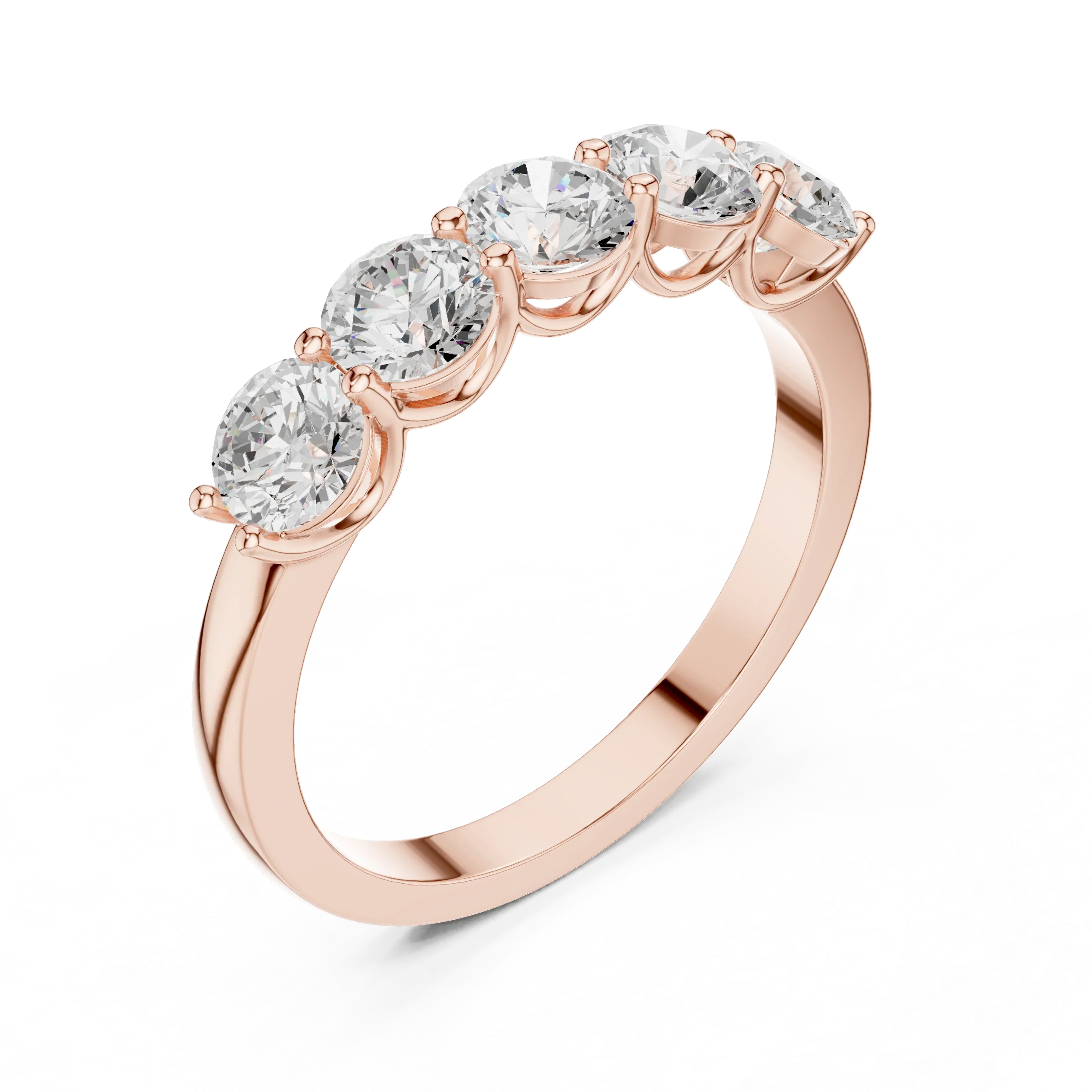 Five Stone Round 1.50 CTW 18K Gold VVS1 Lab Grown Anniversary Diamond Ring