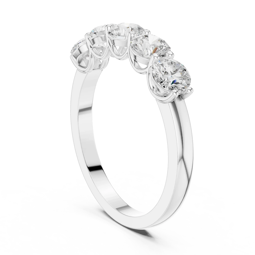 Five Stone Round 1.50 CTW 18K Gold VVS1 Lab Grown Anniversary Diamond Ring
