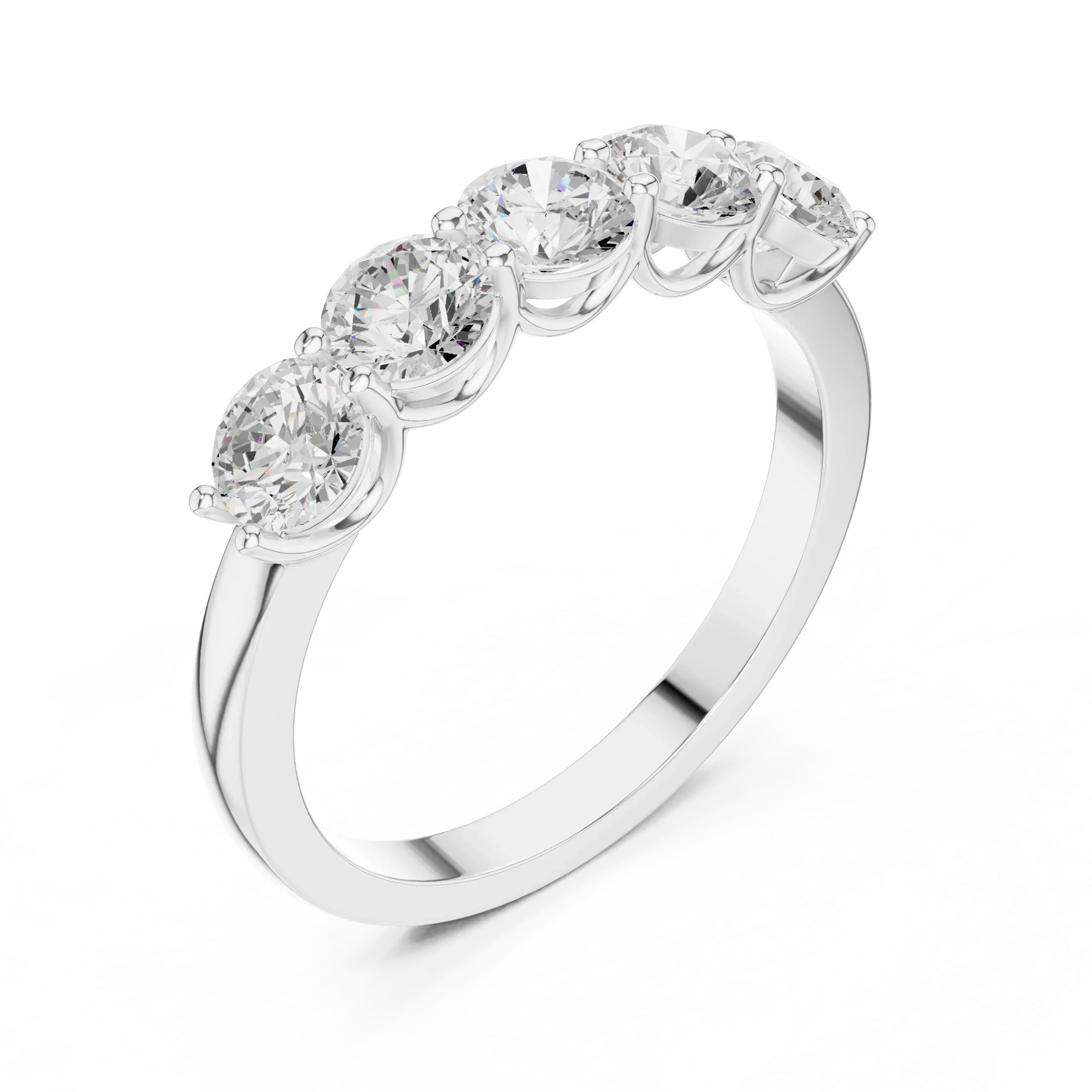 Five Stone Round 1.50 CTW 18K Gold VVS1 Lab Grown Anniversary Diamond Ring