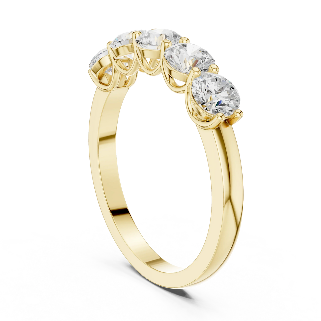 Five Stone Round 1.50 CTW 18K Gold VVS1 Lab Grown Anniversary Diamond Ring