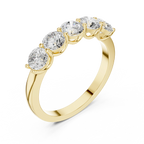 Five Stone Round 1.50 CTW 18K Gold VVS1 Lab Grown Anniversary Diamond Ring