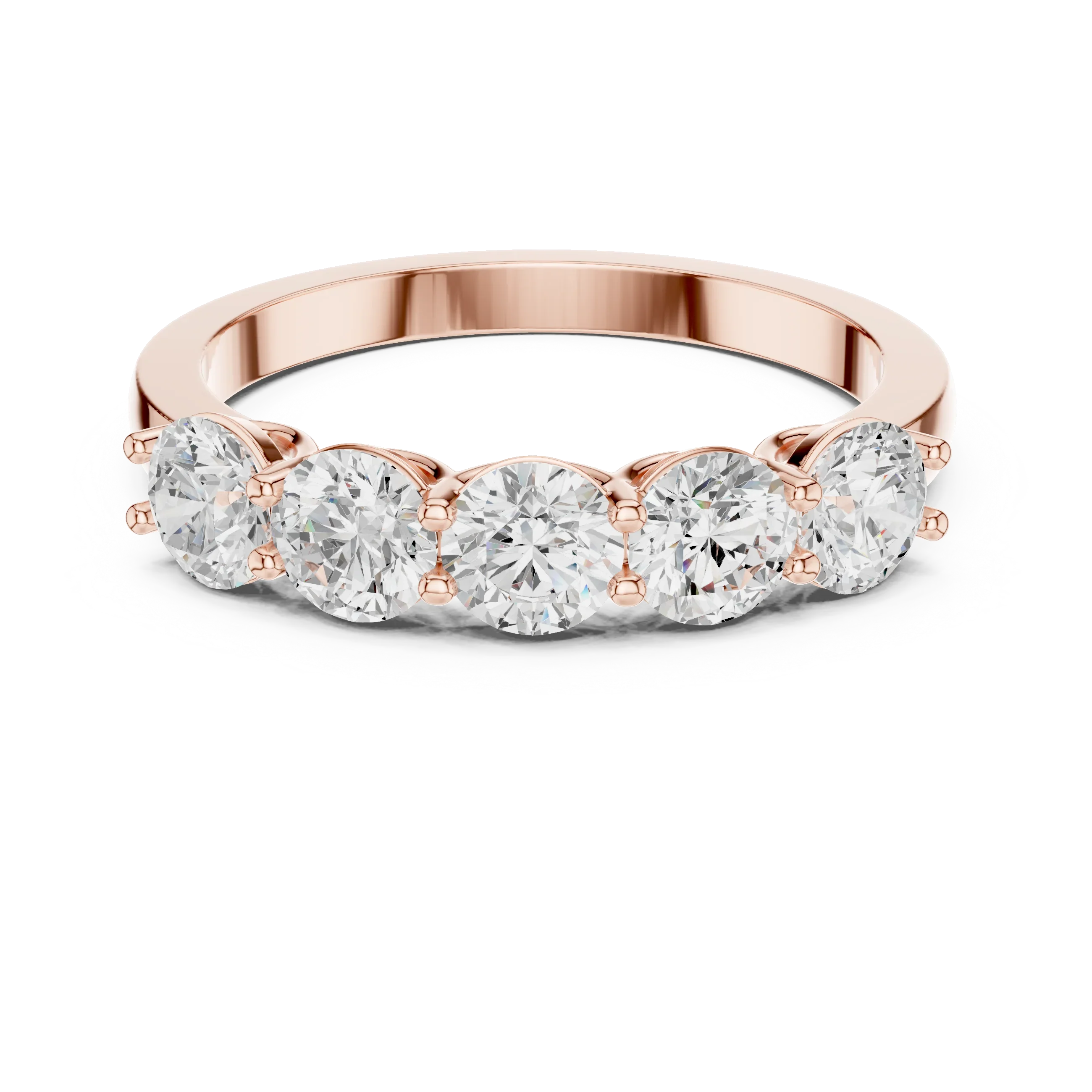 Five Stone Round 1.50 CTW 18K Gold VVS1 Lab Grown Anniversary Diamond Ring
