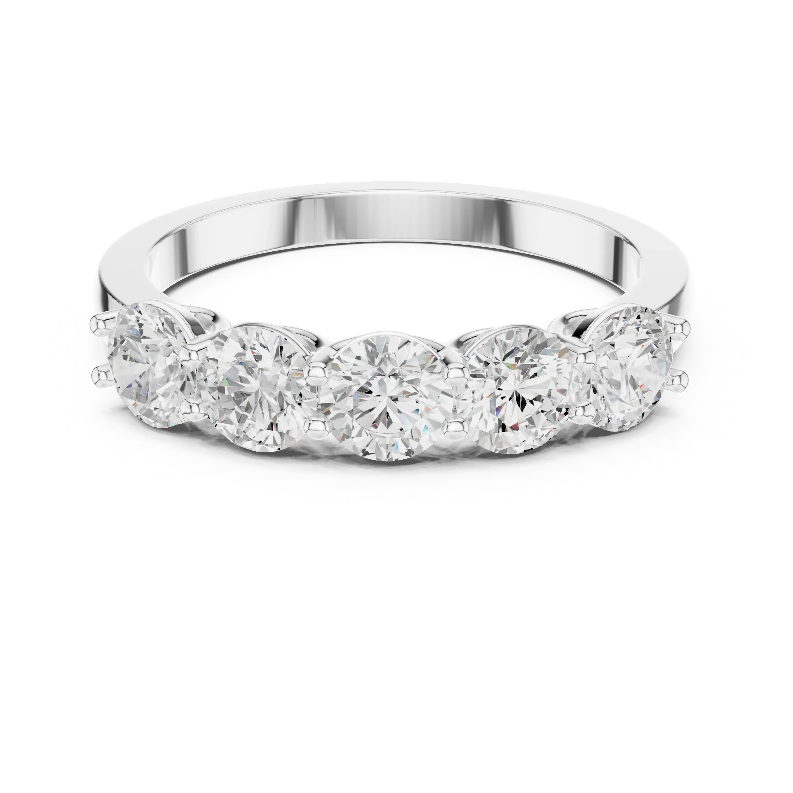 Five Stone Round 1.50 CTW 18K Gold VVS1 Lab Grown Anniversary Diamond Ring
