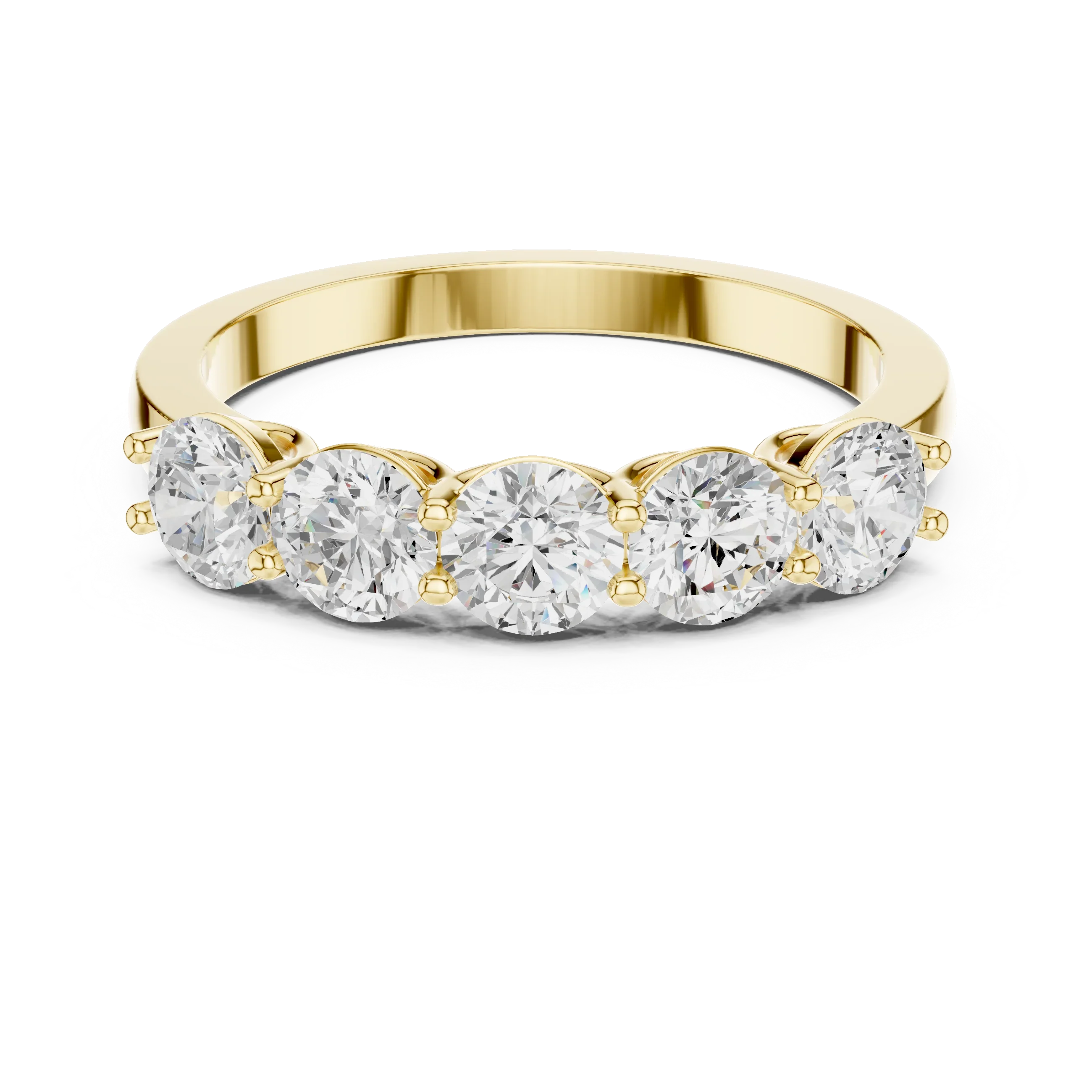 Five Stone Round 1.50 CTW 18K Gold VVS1 Lab Grown Anniversary Diamond Ring