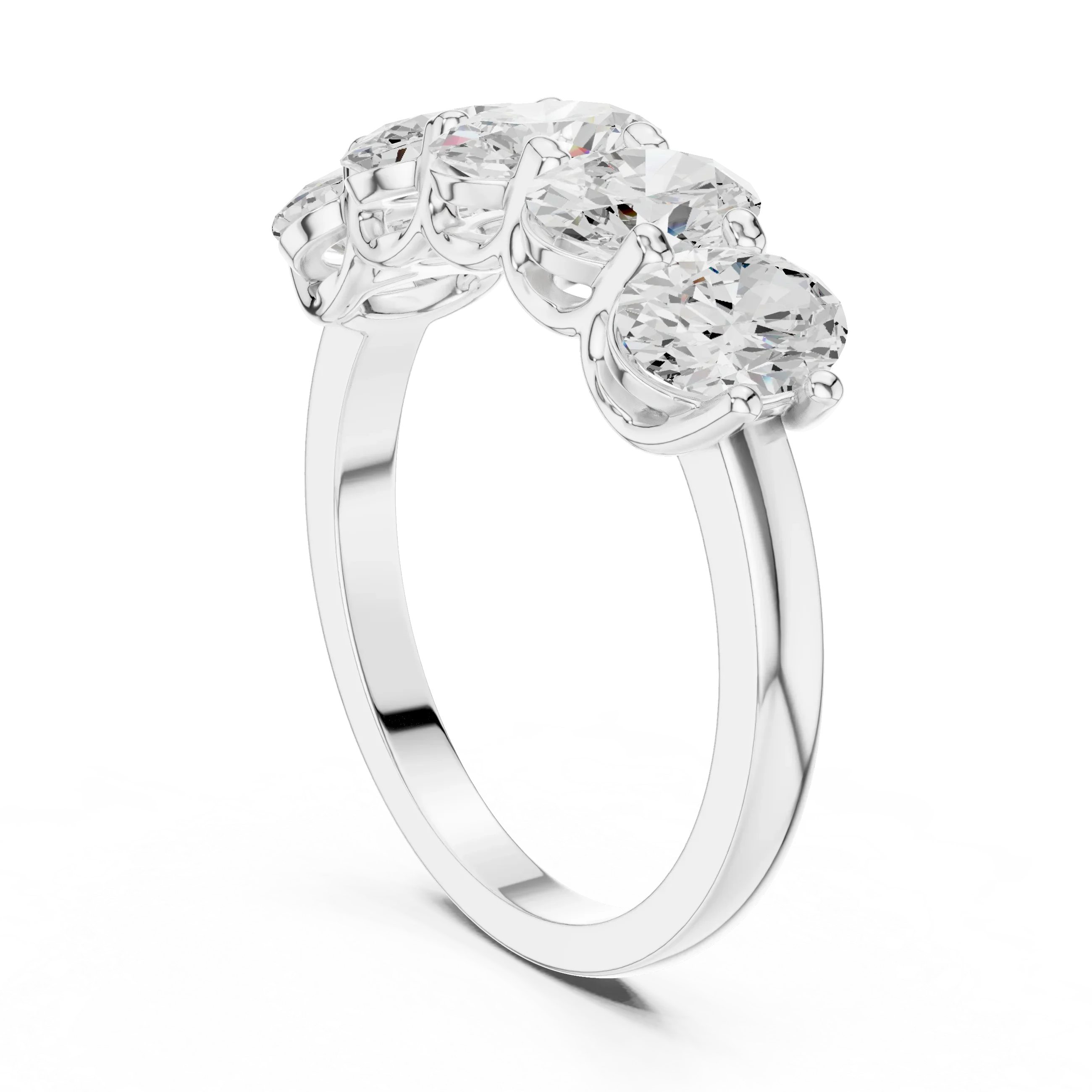 Five Stone Oval 0.21 CTW Rose 10K Gold VVS Moissanite Wedding Band