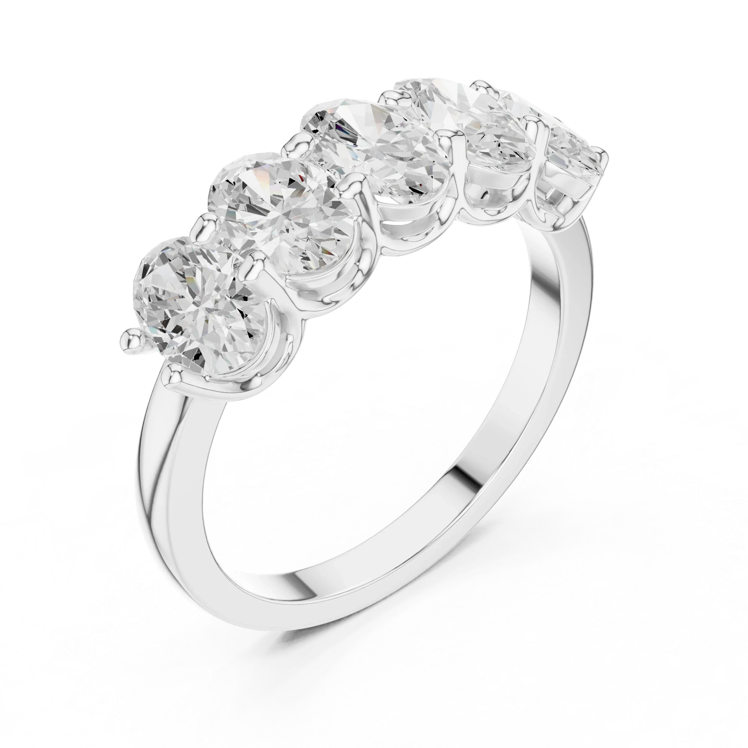 Five Stone Oval 0.21 CTW Rose 10K Gold VVS Moissanite Wedding Band