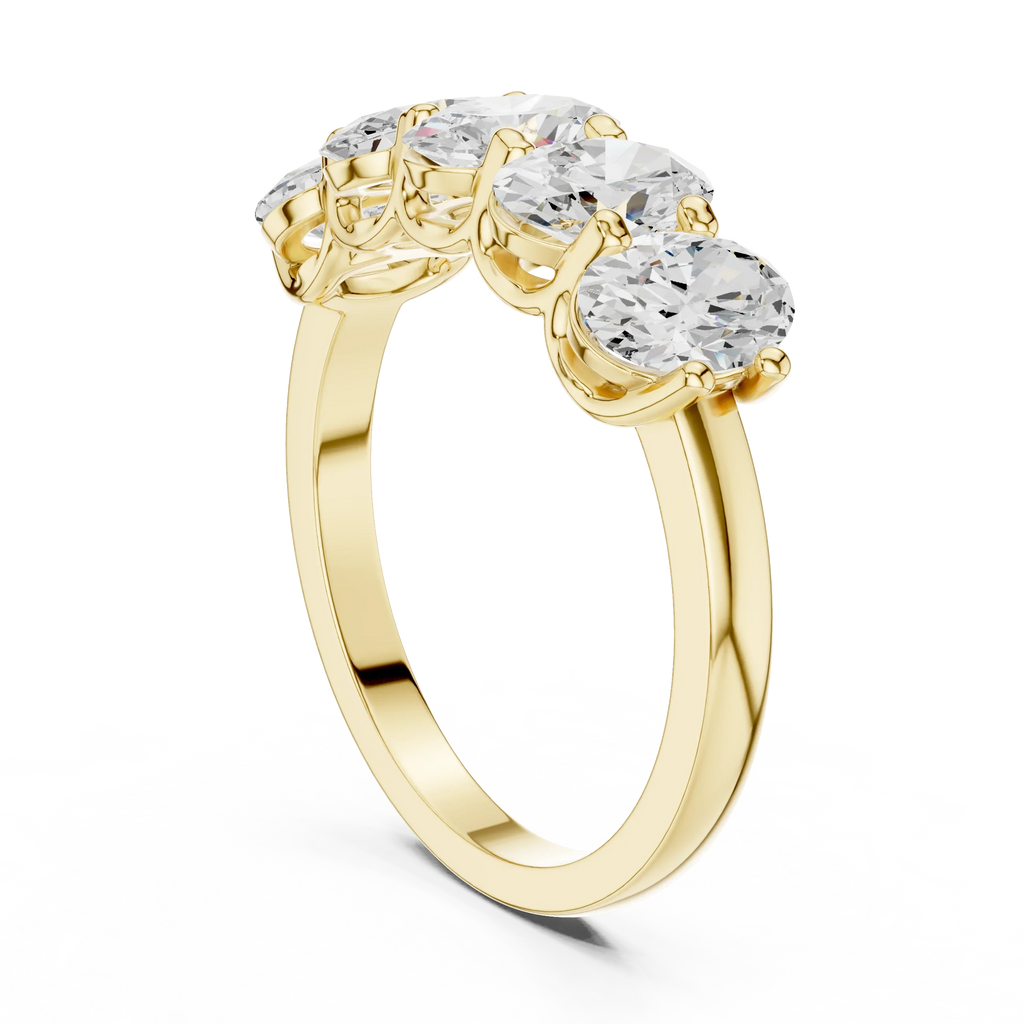 Five Stone Oval 0.21 CTW Rose 10K Gold VVS Moissanite Wedding Band