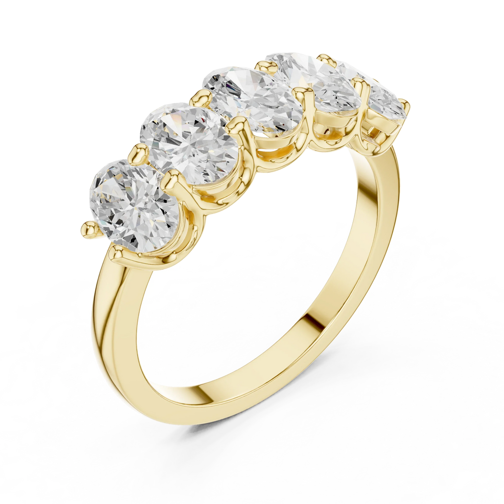 Five Stone Oval 0.21 CTW Rose 10K Gold VVS Moissanite Wedding Band