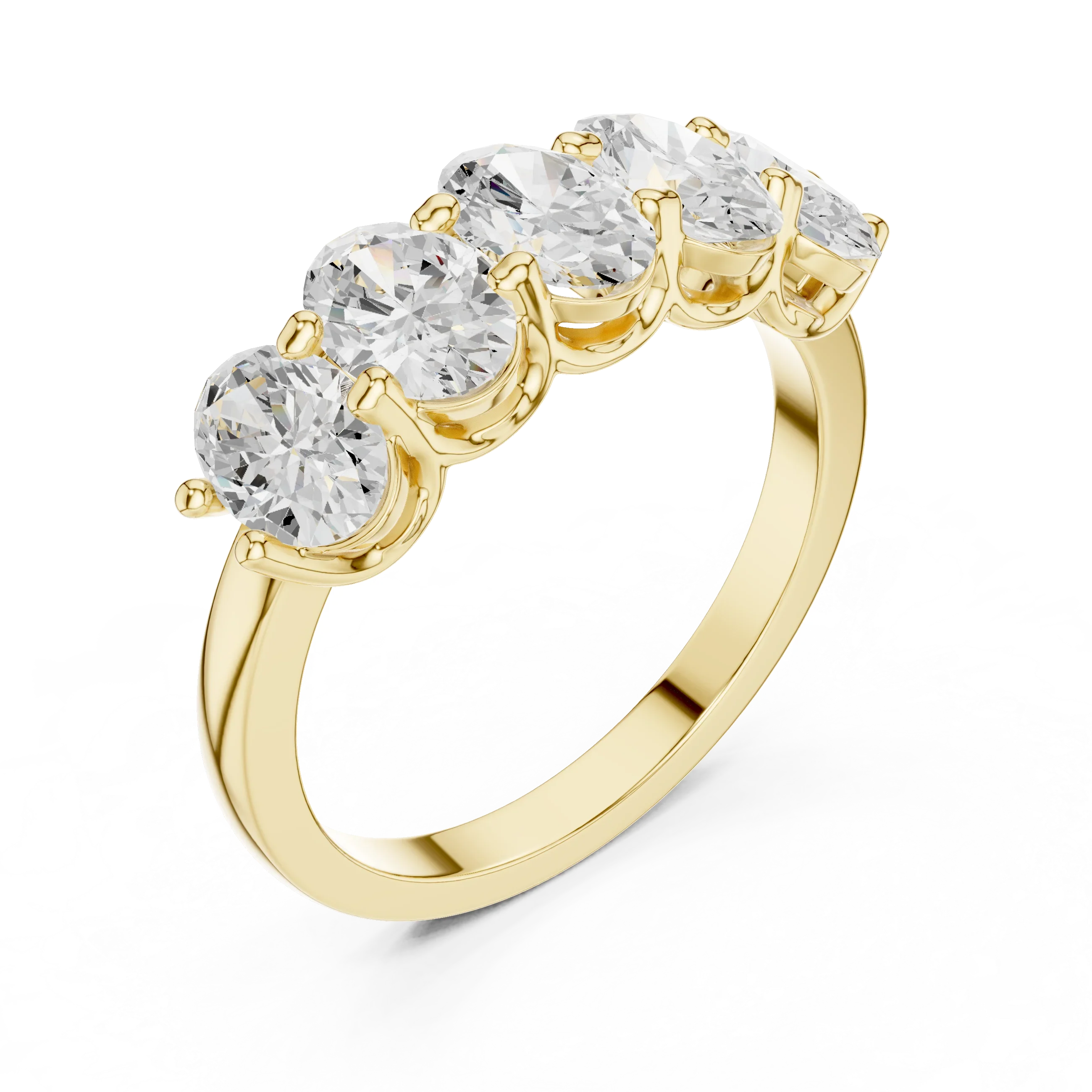Five Stone Oval 0.21 CTW Rose 10K Gold VVS Moissanite Wedding Band