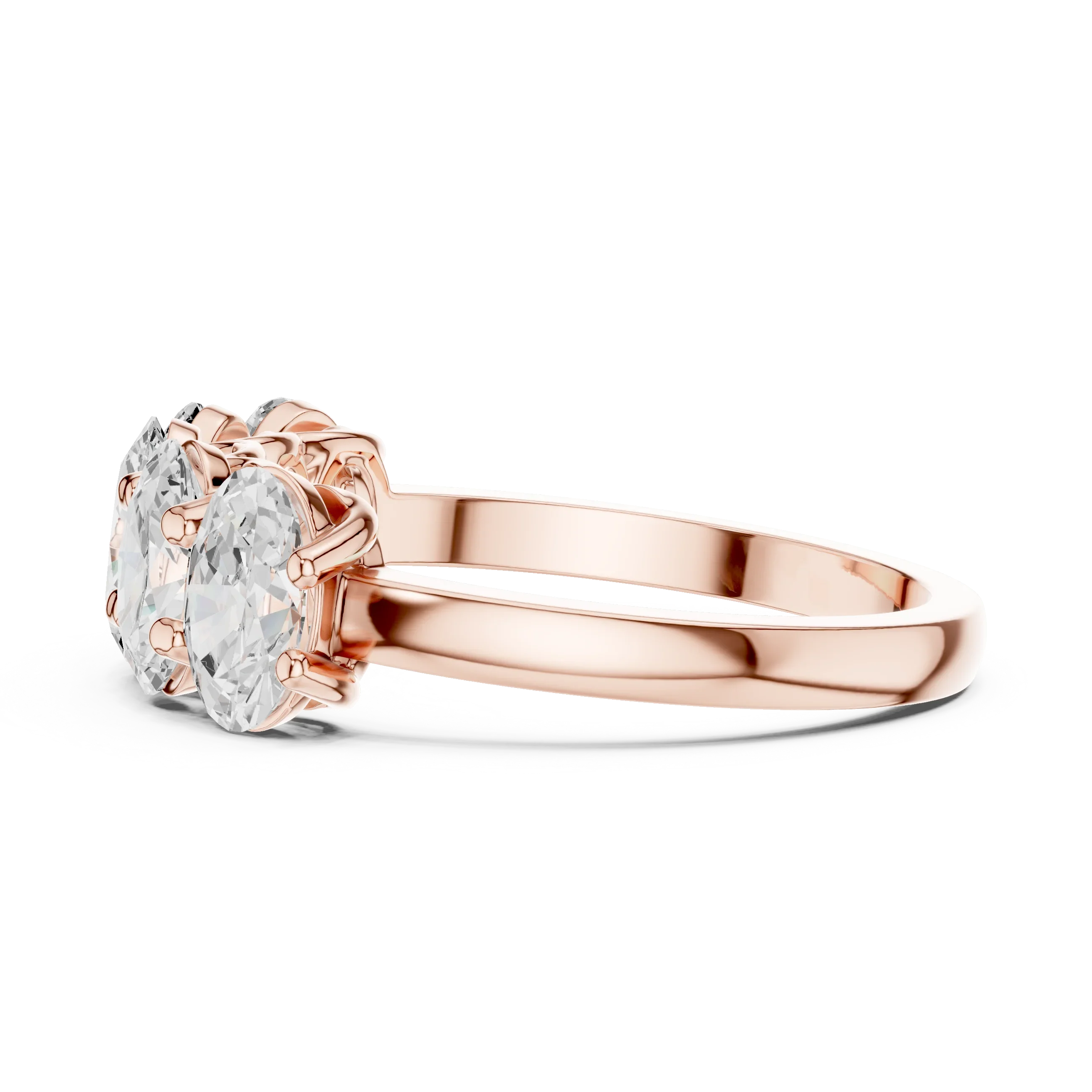 Five Stone Oval 0.21 CTW Rose 10K Gold VVS Moissanite Wedding Band