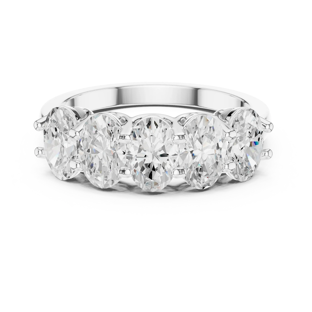 Five Stone Oval 0.21 CTW Rose 10K Gold VVS Moissanite Wedding Band
