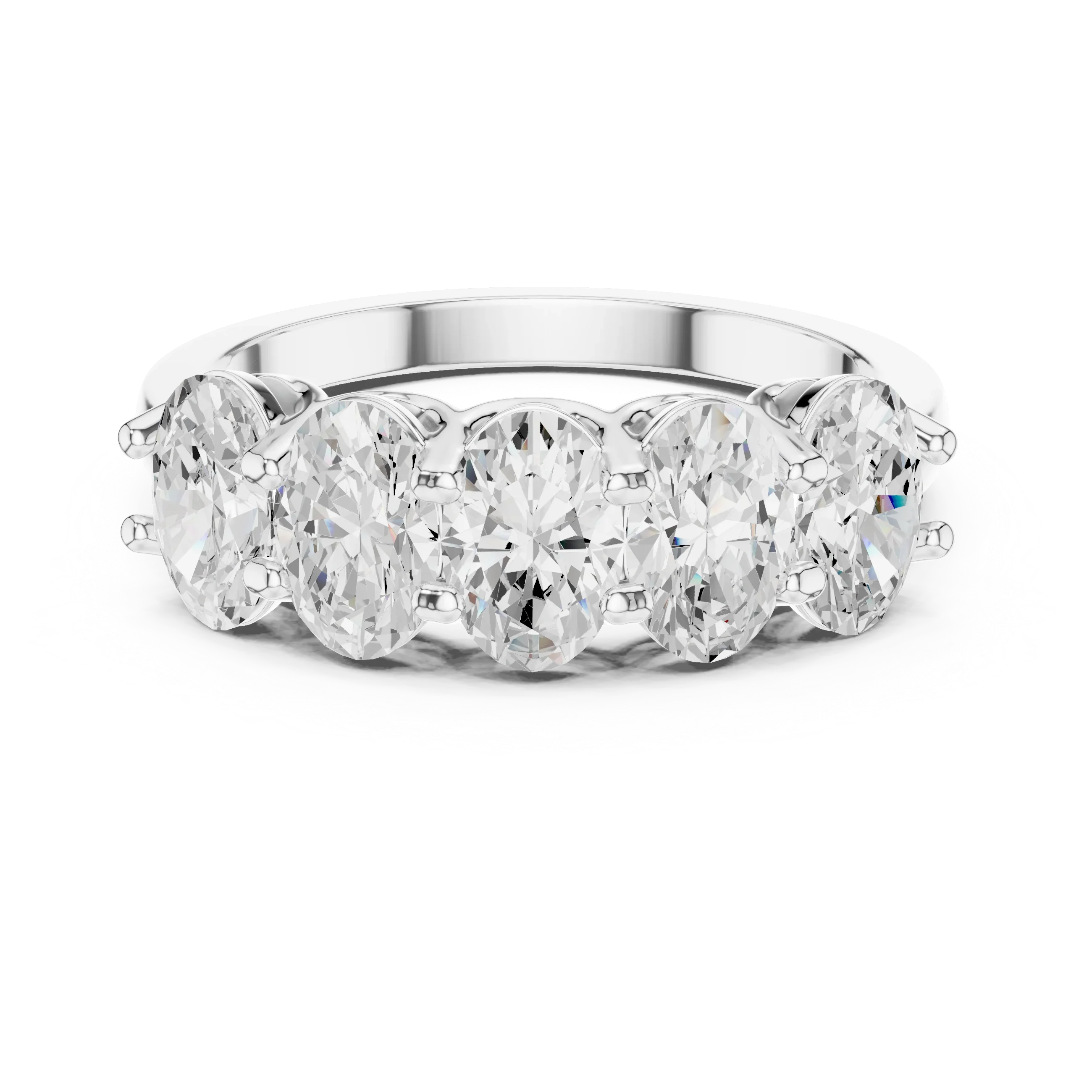 Five Stone Oval 0.21 CTW Rose 10K Gold VVS Moissanite Wedding Band